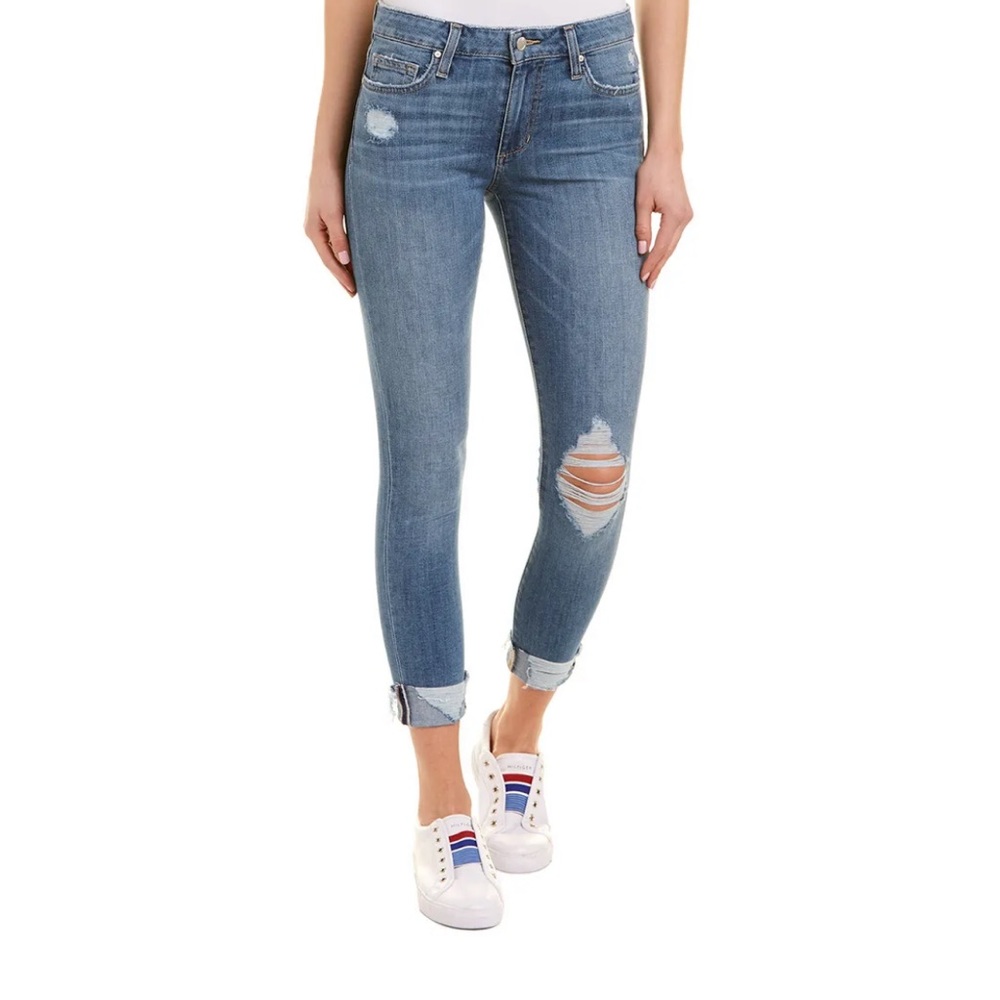 Joe's Jeans Distressed Icon Rhea Mid Rise Skinny Cuff Crop Size 24